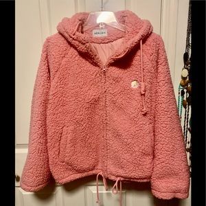 Herlian Pink Daisy Print Zipped Hoodie